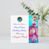 WHIMSICAL YOUNG MIRL SWEET 16 PARTY GEM MONOGRAM EINLADUNG (Stehend Vorderseite)