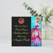 WHIMSICAL YOUNG MIRL SWEET 16 PARTY GEM MONOGRAM EINLADUNG (Stehend Vorderseite)