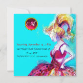 WHIMSICAL YOUNG MIRL SWEET 16 PARTY GEM MONOGRAM EINLADUNG (Rückseite)