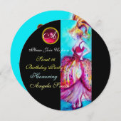 WHIMSICAL YOUNG MIRL SWEET 16 PARTY GEM MONOGRAM EINLADUNG (Vorne/Hinten)