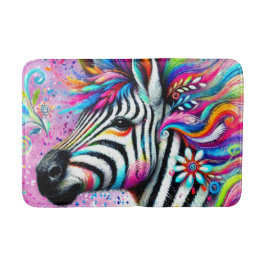 Whimsical Zebra Floral Pink Aquamarin grüne Daisy Badematte