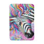 Whimsical Zebra Floral Pink Aquamarin grüne Daisy Badematte (Vorderseite Vertikal)