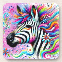 Whimsical Zebra Floral Pink Aquamarin grüne Daisy Getränkeuntersetzer