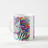 Whimsical Zebra Floral Pink Aquamarin grüne Daisy Kaffeetasse (Vorderseite Links)