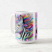 Whimsical Zebra Floral Pink Aquamarin grüne Daisy Kaffeetasse (Vorderseite Links)