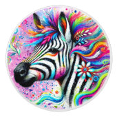 Whimsical Zebra Floral Pink Aquamarin grüne Daisy Keramikknauf (Vorderseite)