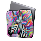 Whimsical Zebra Floral Pink Aquamarin grüne Daisy Laptopschutzhülle (Vorderseite Links)
