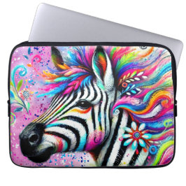 Whimsical Zebra Floral Pink Aquamarin grüne Daisy Laptopschutzhülle