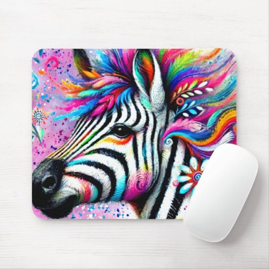 Whimsical Zebra Floral Pink Aquamarin grüne Daisy Mousepad (Mit Mouse)
