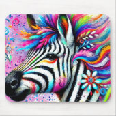 Whimsical Zebra Floral Pink Aquamarin grüne Daisy Mousepad (Vorne)