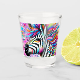 Whimsical Zebra Floral Pink Aquamarin grüne Daisy Schnapsglas