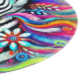 Whimsical Zebra Floral Pink Aquamarin grüne Daisy Schneidebrett (Ecke)