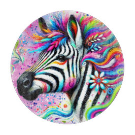 Whimsical Zebra Floral Pink Aquamarin grüne Daisy Schneidebrett