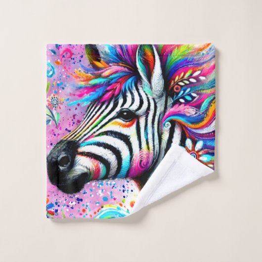 Whimsical Zebra Floral Pink Aquamarin grüne Daisy Waschlappen (Waschlappen)