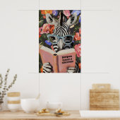 Whimsical-Zebra-Lesebuch-Kunst - Literarisch Poster (Küche)