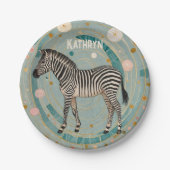 Whimsical Zebra Personalisiert Pappteller (Vorderseite)