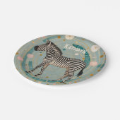 Whimsical Zebra Personalisiert Pappteller (Schrägansicht)