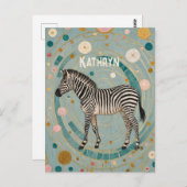 Whimsical Zebra Personalisiert Postkarte (Vorne/Hinten)