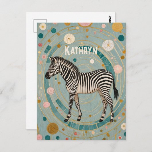 Whimsical Zebra Personalisiert Postkarte (Vorne/Hinten)