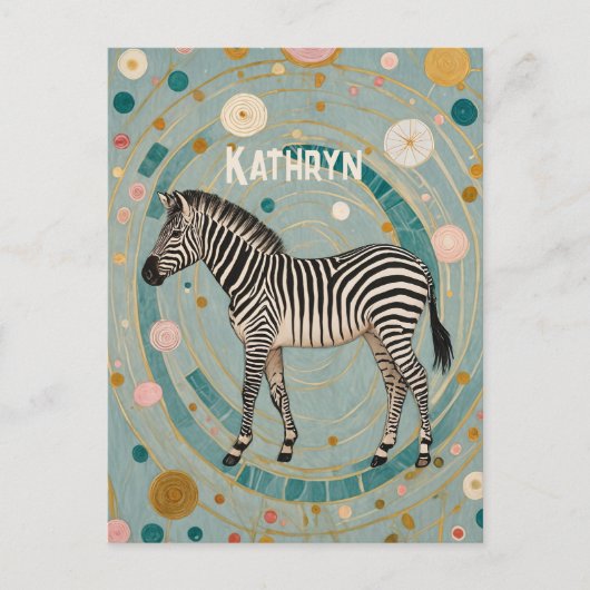 Whimsical Zebra Personalisiert Postkarte (Vorderseite)