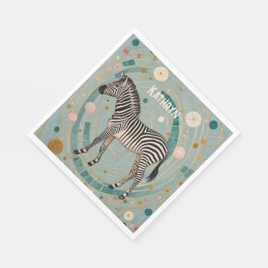 Whimsical Zebra Personalisiert Serviette (Ecke)