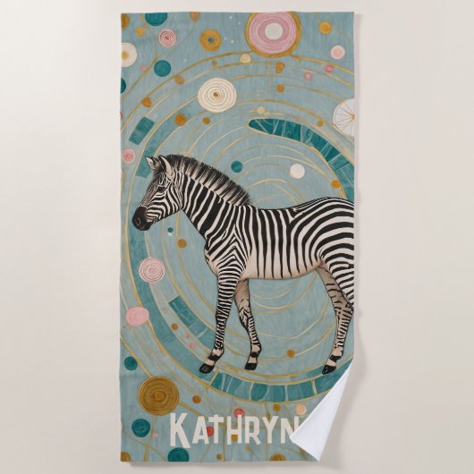 Whimsical Zebra Personalisiert Strandtuch (Vorderseite)