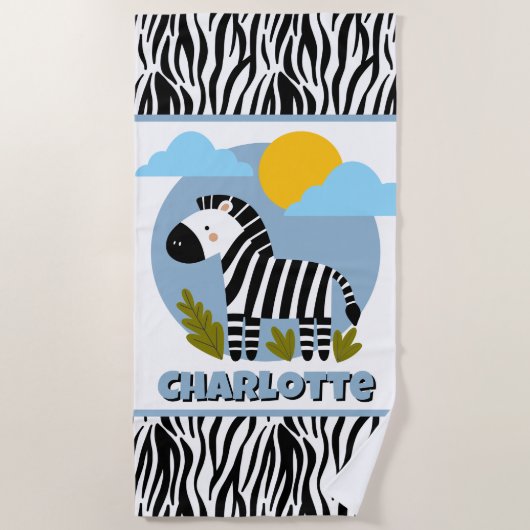 Whimsical Zebra Print Skandinavien beeinflusst Strandtuch (Vorderseite)