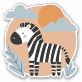 Whimsical Zebra skandinavisch beeinflusst Aufkleber (Vorderseite)