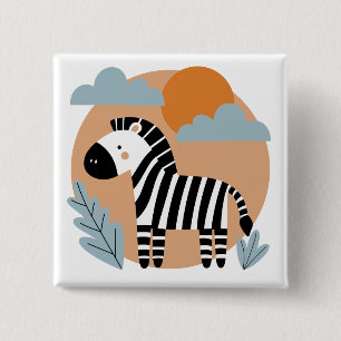 Whimsical Zebra skandinavisch beeinflusst Button