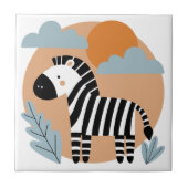 Whimsical Zebra skandinavisch beeinflusst Fliese (Vorderseite)