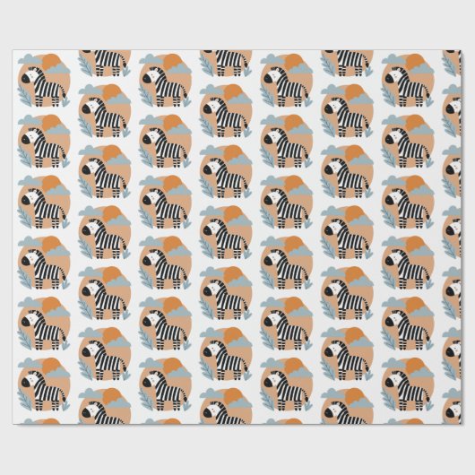 Whimsical Zebra skandinavisch beeinflusst Geschenkpapier (Flach)