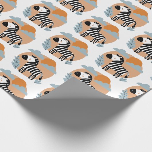 Whimsical Zebra skandinavisch beeinflusst Geschenkpapier (Ecke)