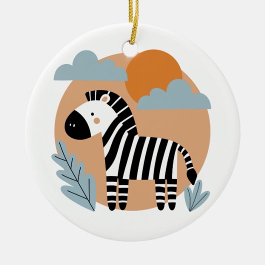 Whimsical Zebra skandinavisch beeinflusst Keramik Ornament (Vorne)