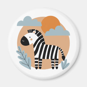 Whimsical Zebra skandinavisch beeinflusst Magnet