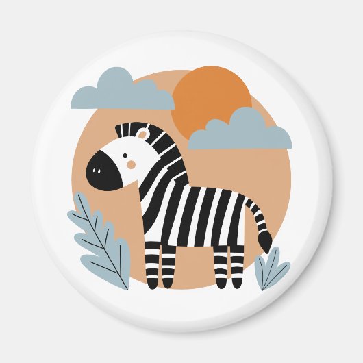 Whimsical Zebra skandinavisch beeinflusst Magnet (Vorne)