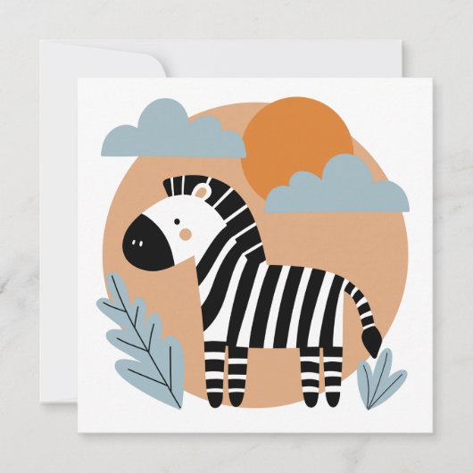 Whimsical Zebra skandinavisch beeinflusst Mitteilungskarte (Vorderseite)