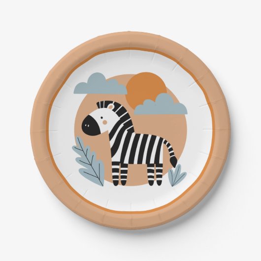 Whimsical Zebra skandinavisch beeinflusst Pappteller (Vorderseite)