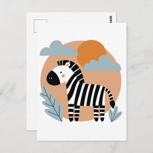 Whimsical Zebra skandinavisch beeinflusst Postkarte (Vorne/Hinten)