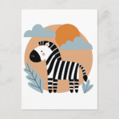 Whimsical Zebra skandinavisch beeinflusst Postkarte (Vorderseite)