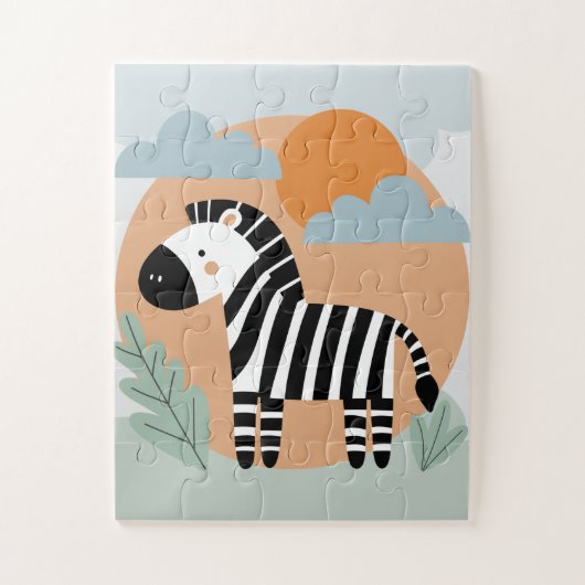 Whimsical Zebra skandinavisch beeinflusst Puzzle (Vertikal)