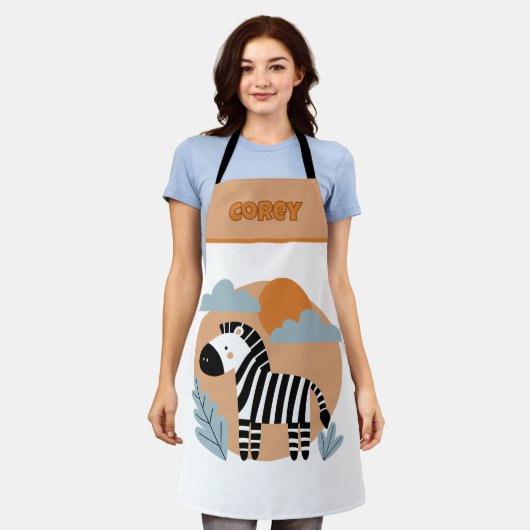 Whimsical Zebra skandinavisch beeinflusst Schürze (Getragen)