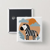 Whimsical-Zebra Skandinavisch Inspiriert Button (Vorne & Hinten)