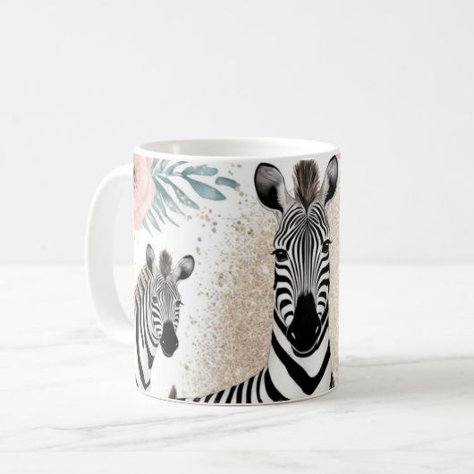 Whimsical Zebras und Fantasy Kaffeetasse (Vorderseite Links)