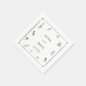 Whimsical Zeichnend Schwarz-weißes Altes Geld Hoch Serviette (Ecke)