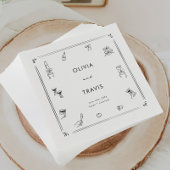 Whimsical Zeichnend Schwarz-weißes Altes Geld Hoch Serviette