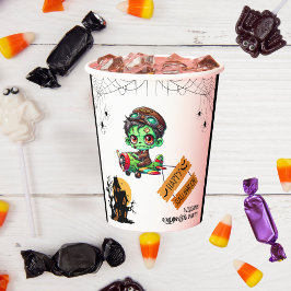 Whimsical Zombie Pilot Flugzeug Kids Halloween Pappbecher