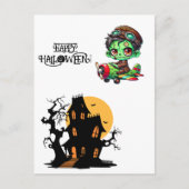 Whimsical Zombie Pilot Flugzeug Kids Halloween Postkarte (Vorderseite)