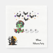 Whimsical Zombie Pilot Flugzeug Niedliche Geister Serviette (Vorderseite)