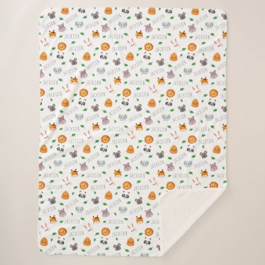 "Whimsical Zoofriends Personalisiert Delight" Sherpadecke (Vorderseite)