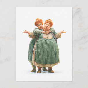 Whimsical-Zwillinge-Frauen-Porträt Postkarte